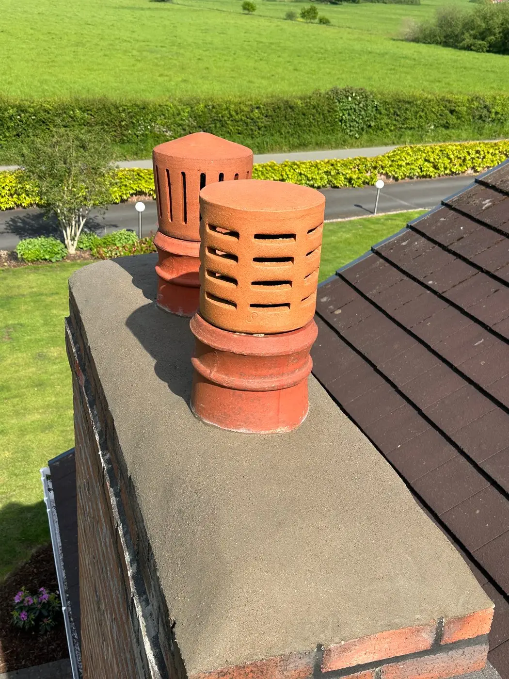 After: chimney flaunching and pots made good