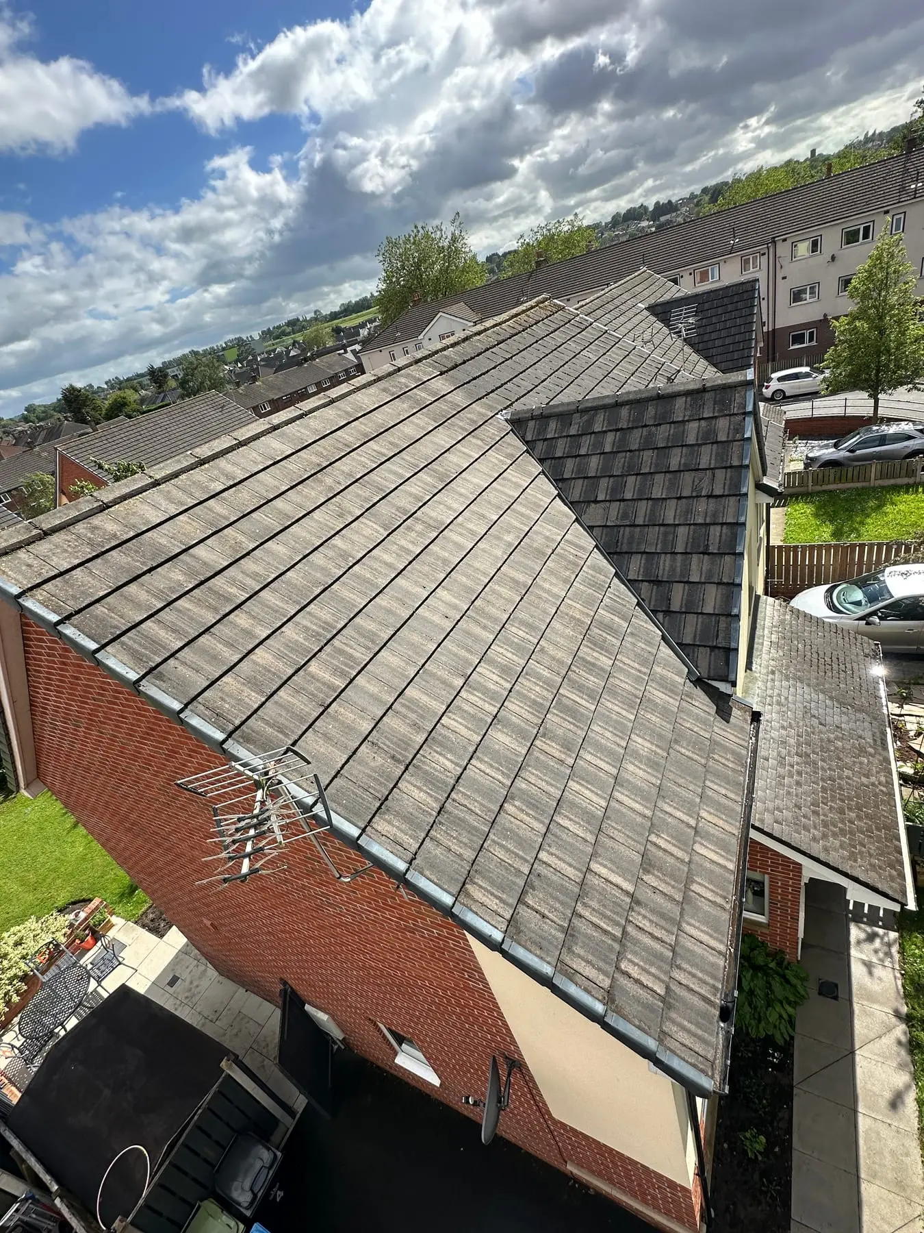 After: roof cleaned with the moss removed